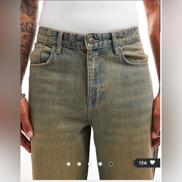 Asos Design Men’s Baggy Jeans with Vintage Brown Tint - Picture 4 of 8